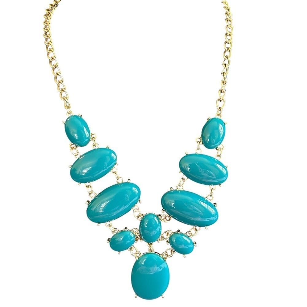 Elegant Turquoise bib Statement Necklace y2k